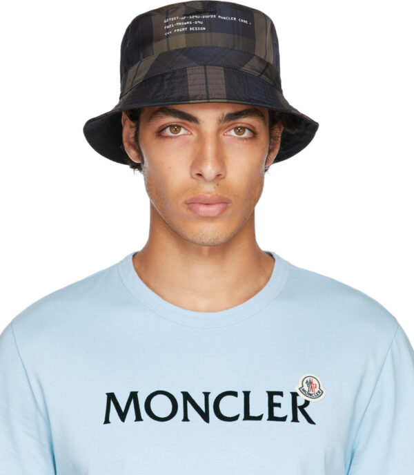 7 Moncler FRGMT Hiroshi Fujiwara Reversible Brown & Blue Check Bucket Hat