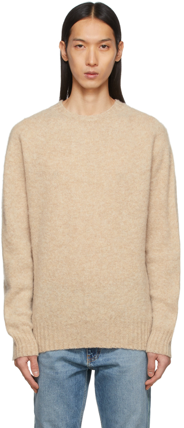 Beige Lambswool Suedehead Sweater