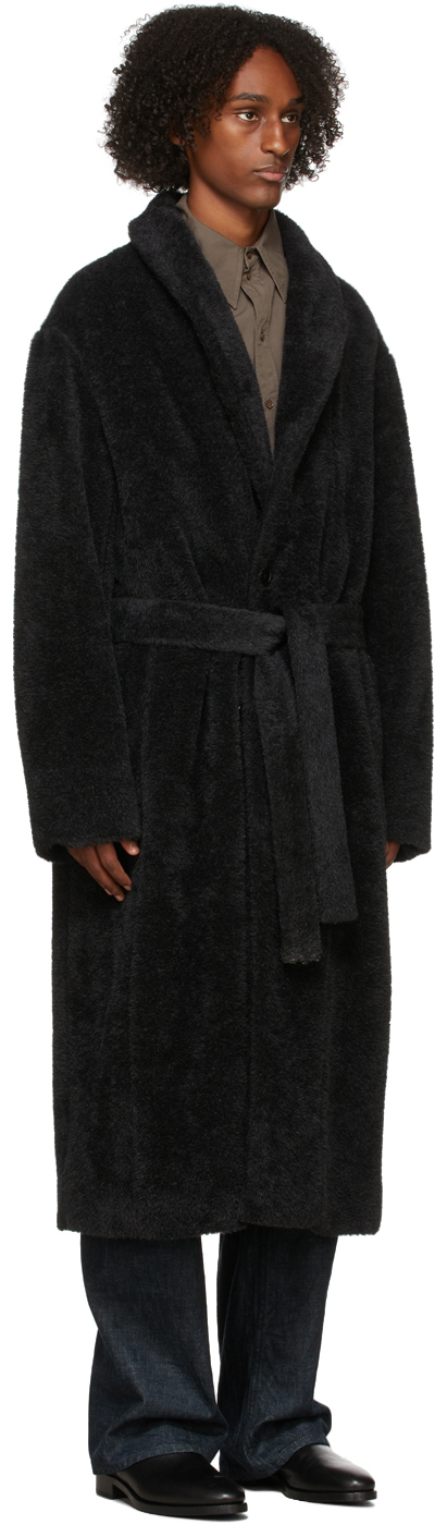 Black Alpaca Bathrobe Coat 1