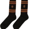 Black & Brown Stripe Skull Socks