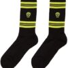 Black & Green Stripe Skull Socks