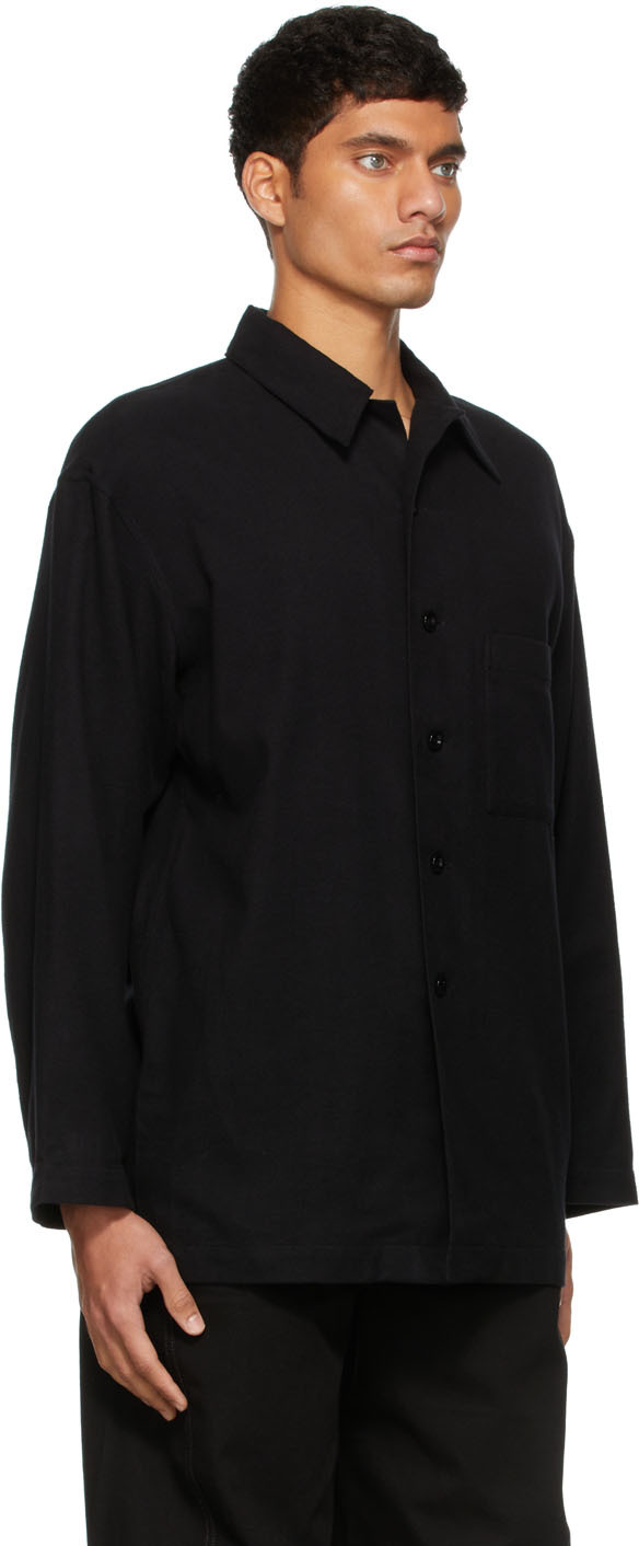 Black Brushed Cotton Pyjama Shirt 1
