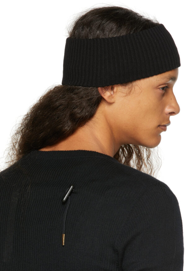 Black Cashmere Rib Knit Headband 2