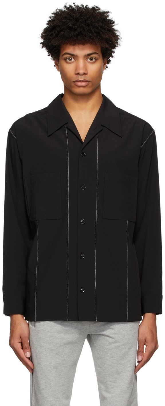 Black Convertible Collar Shirt