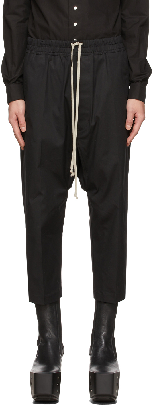 Black Drawstring Cropped Trousers