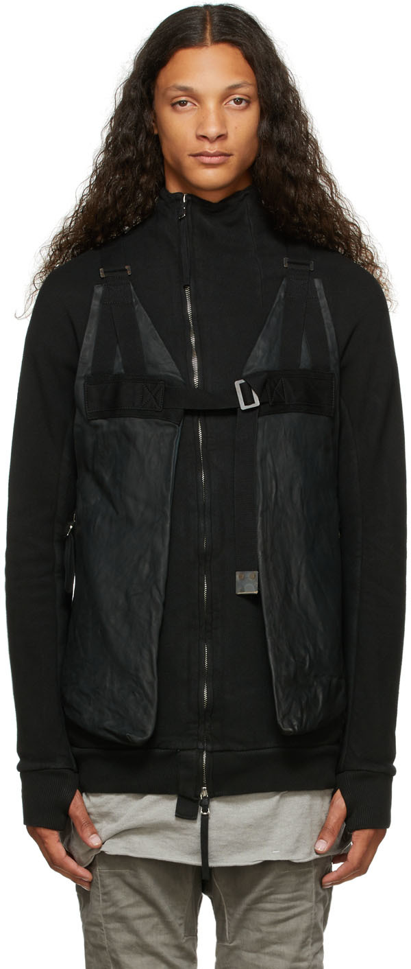 Black Leather Bag Vest