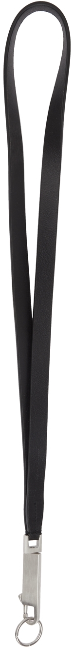 Black Leather Medium Neck Hook Keychain 1