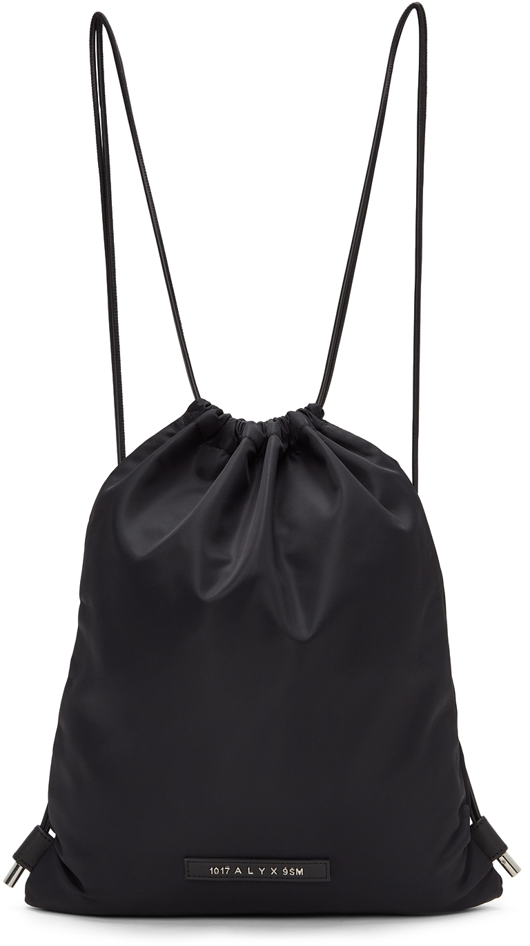 Black Re-Nylon Drawstring Backpack