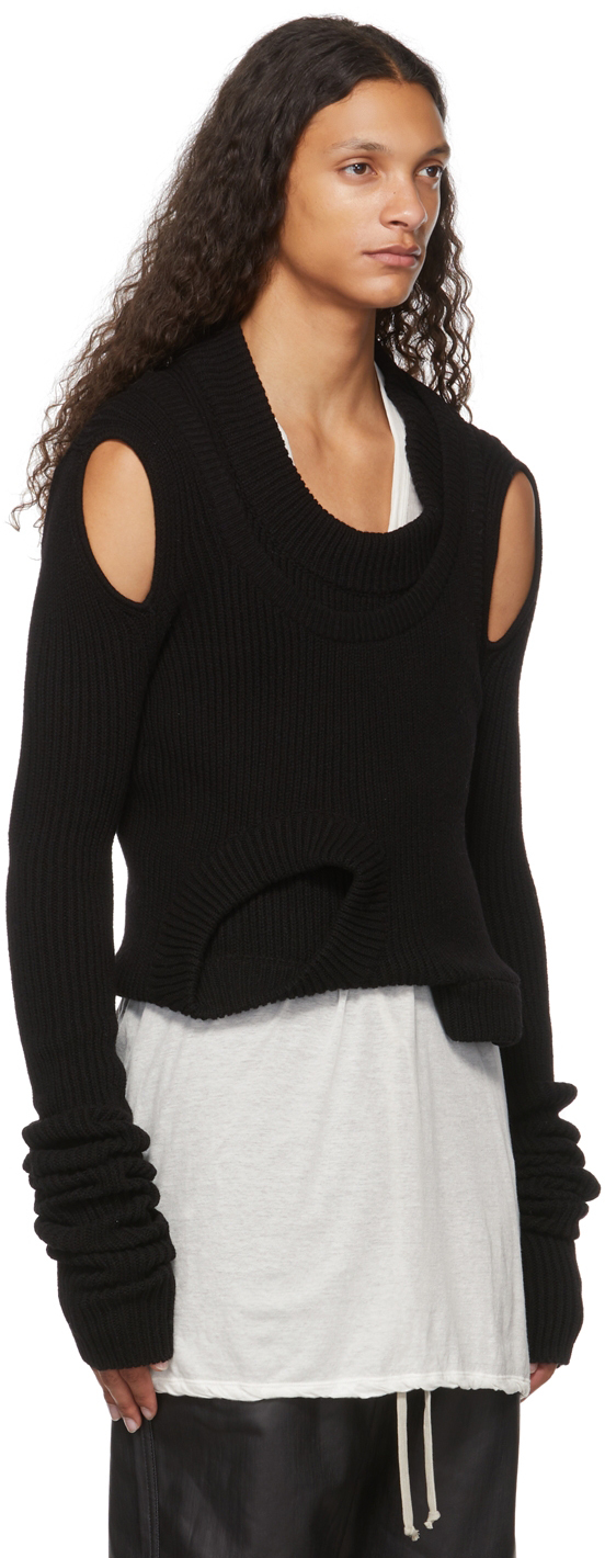 Black Recycled Cashmere Banana Knit Sweater 1