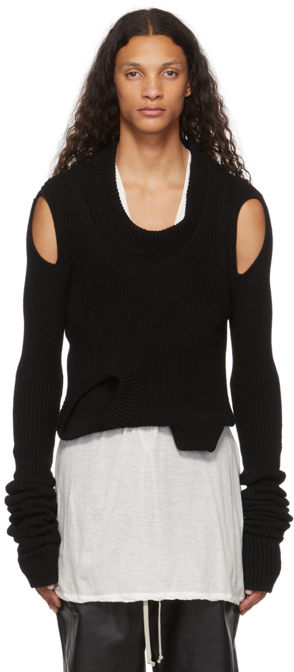 Black Recycled Cashmere Banana Knit Sweater