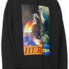 Black Split Herons Print Sweatshirt