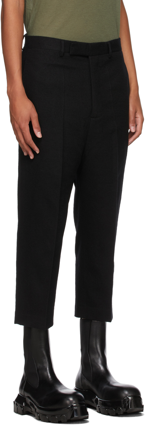 Black Wool Cropped Astaires Trousers 1