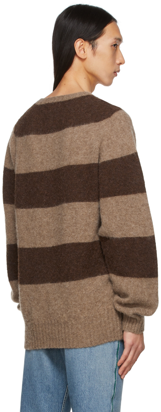 Brown & Taupe Lambswool Suedehead Sweater 2