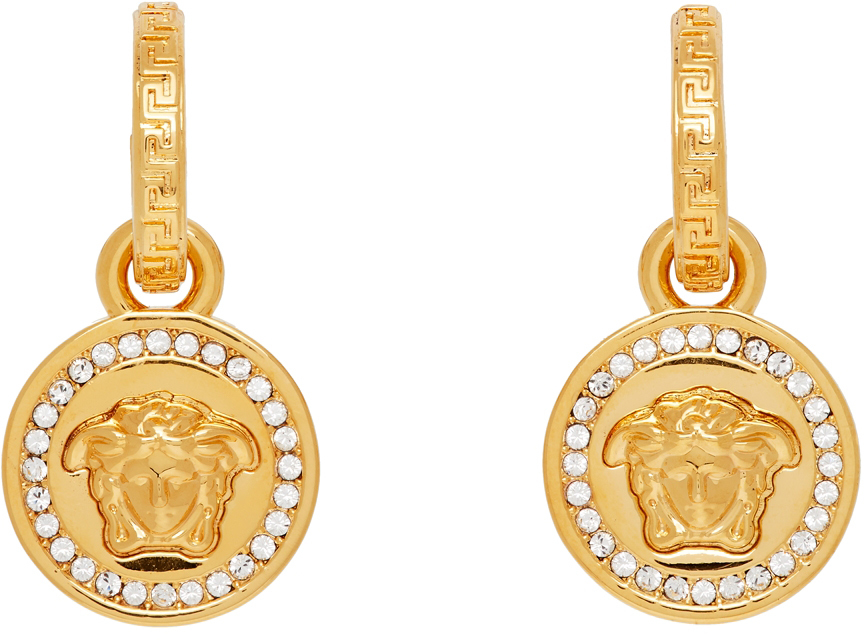 Gold Diamond Medusa Earrings