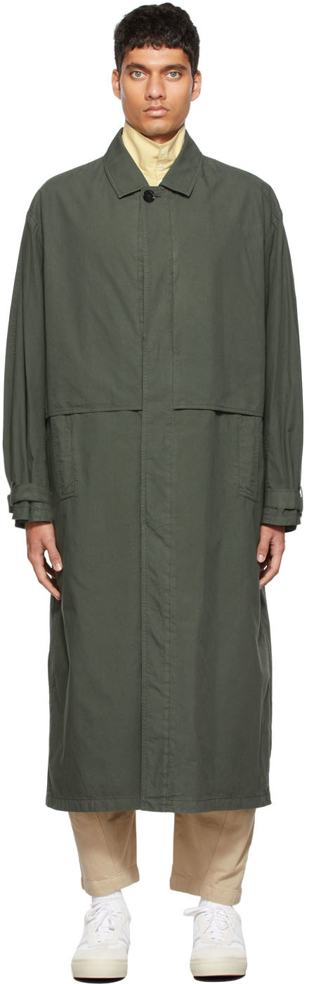 Green Flap Trench Coat