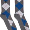 Grey Argyle Intarsia Socks