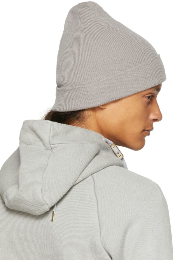 Grey Cashmere Ribbed Beanie 2