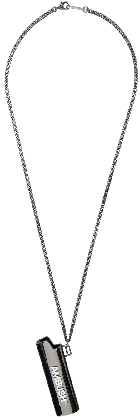 Gunmetal Logo Lighter Case Necklace