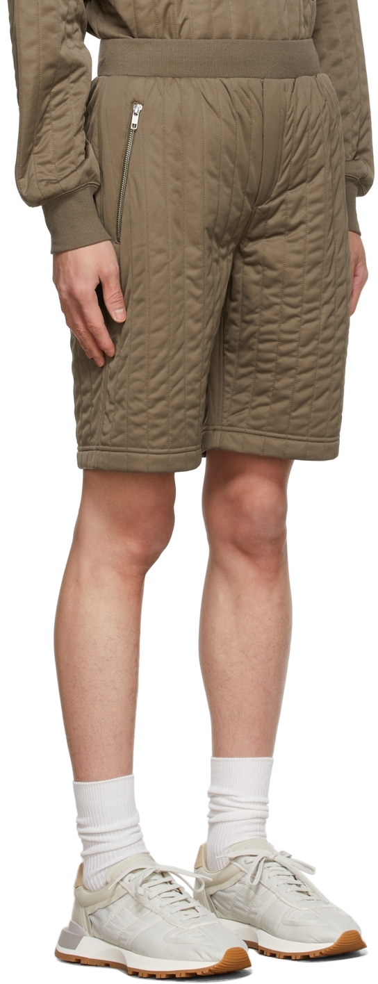 Khaki Sheer Quilted Shorts 1