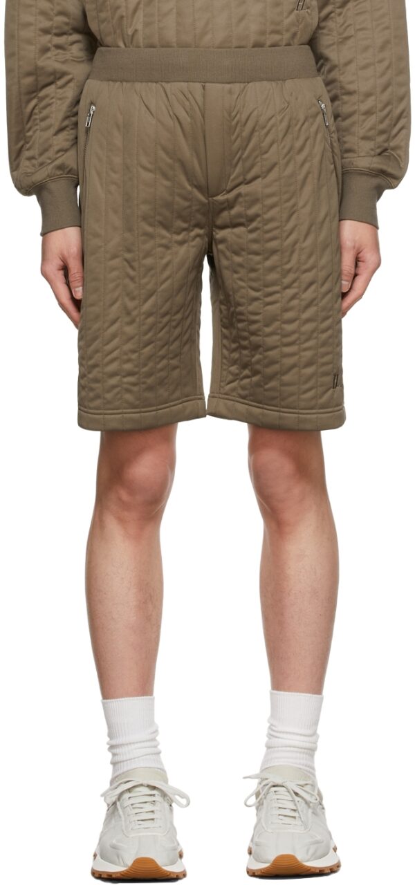 Khaki Sheer Quilted Shorts