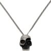 Silver & Black Divided Skull Pendant Necklace