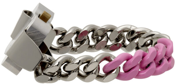 Silver & Pink Colored Links Bracelet 2