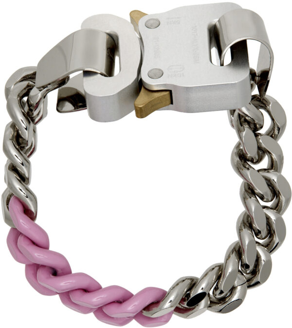 Silver & Pink Colored Links Bracelet 1