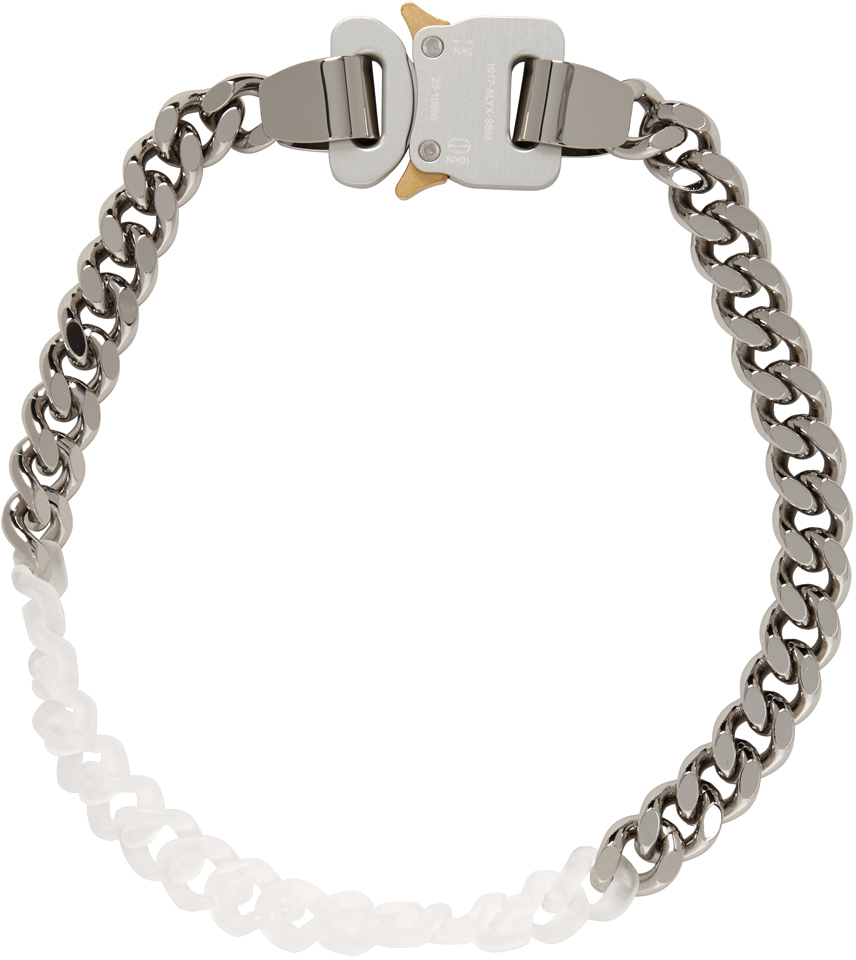 Silver Metal & Nylon Chain Necklace
