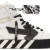 White & Black High Top Vulcanized Leather Sneakers