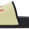 Beige & Navy Stretch Logo Jacquard Sandals
