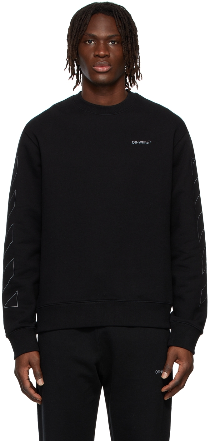 Black Diag Outline Slim Sweatshirt