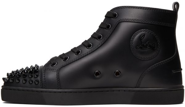 Black Lou Spikes Flat High-Top Sneakers 2