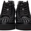 Black Lou Spikes Flat High-Top Sneakers