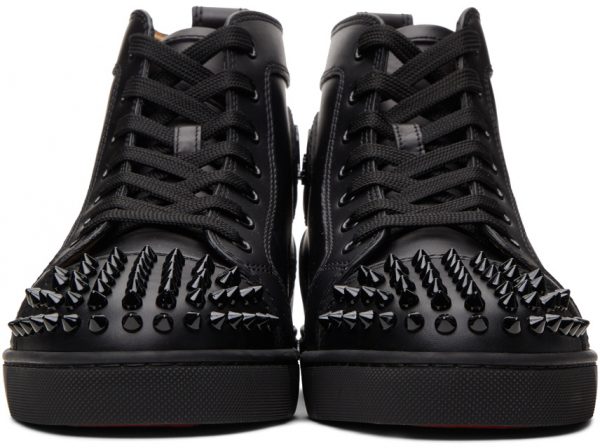 Black Lou Spikes Flat High-Top Sneakers 1