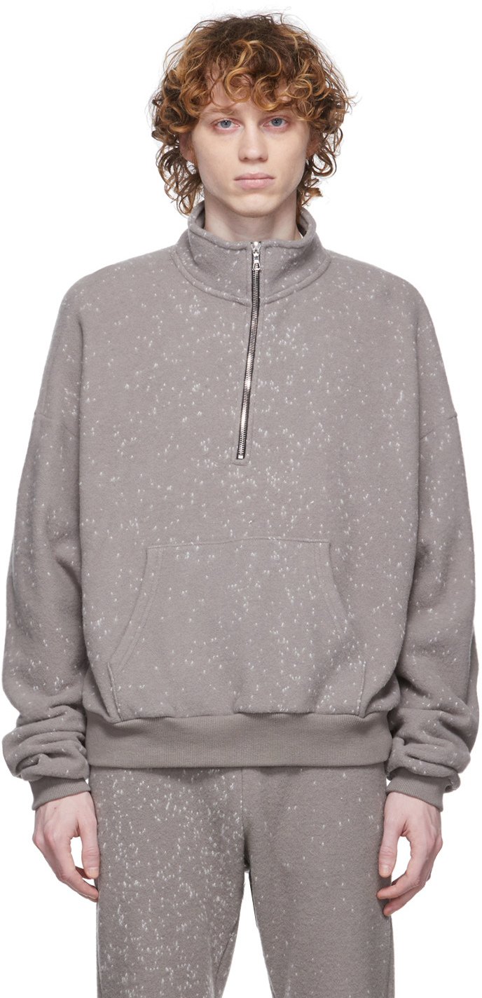 Grey Spec Wool Half-Zip Sweater
