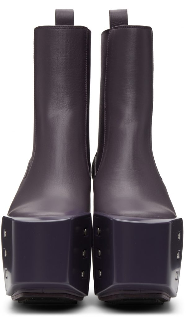 Purple Beveled Platform Boots 1