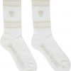 White & Beige Stripe Skull Socks