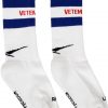 White & Navy Reebok Edition Iconic Logo Socks