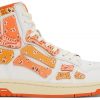 White & Orange Skel Top Hi Bandana Sneakers