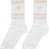 White & Pink Stripe Skull Socks